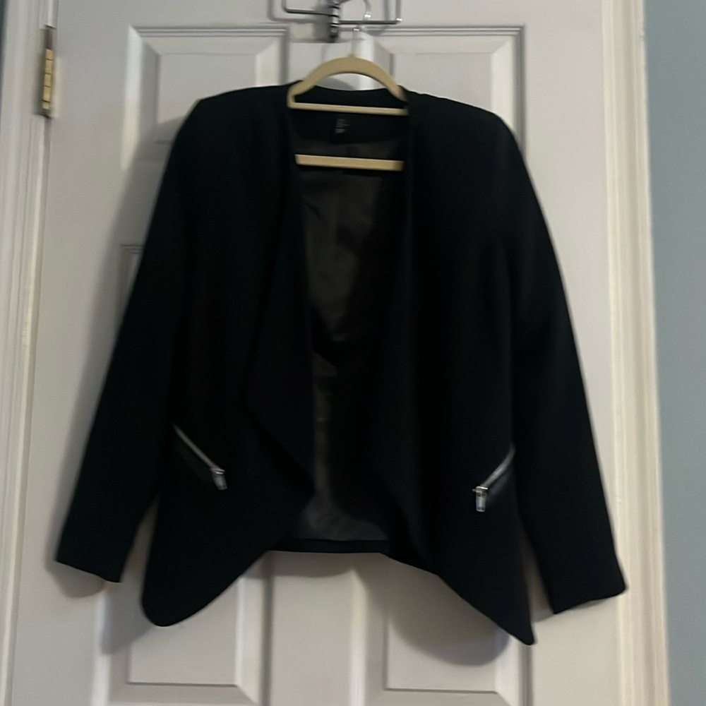 H&M Black Drape Front Blazer